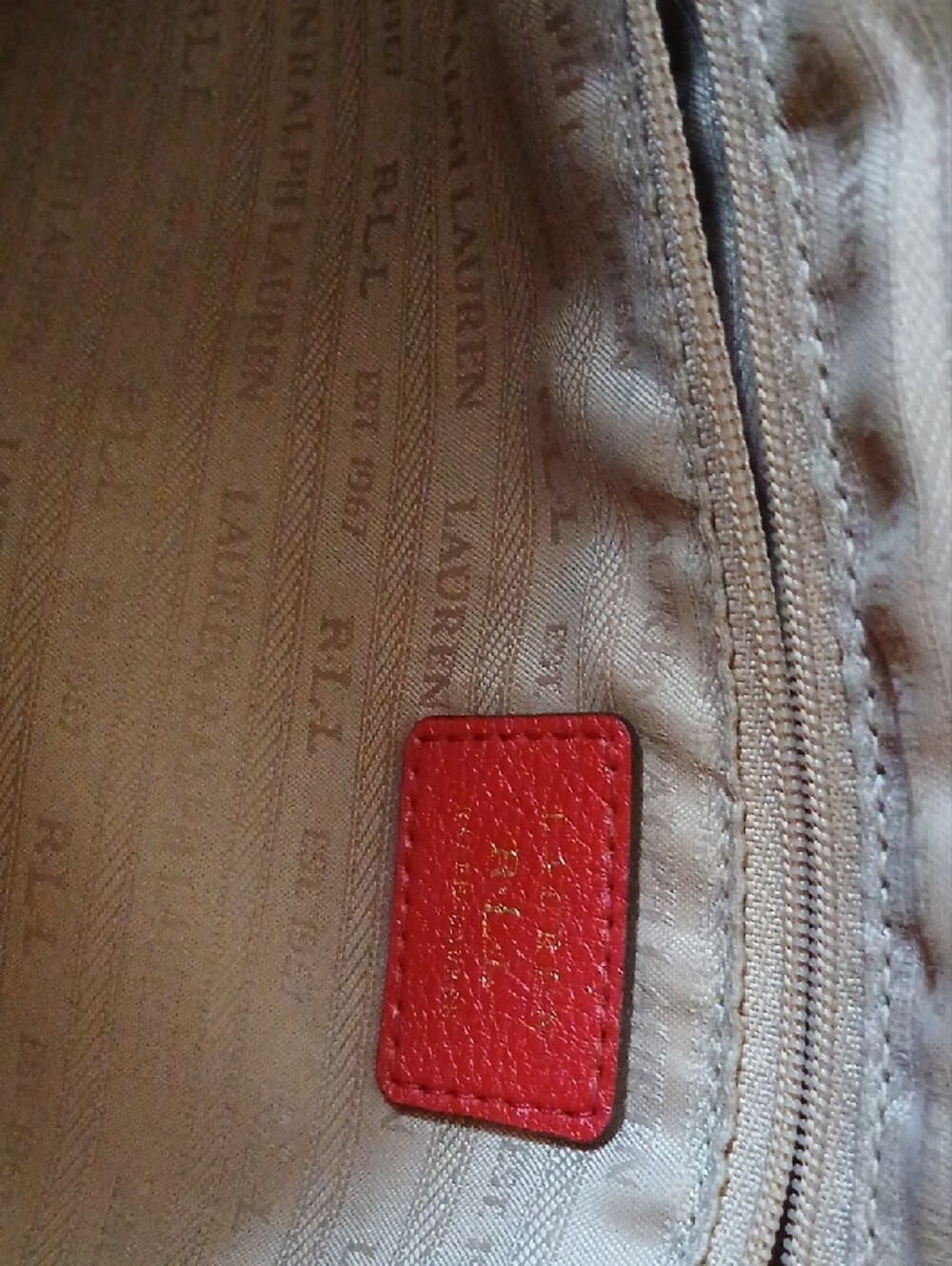 RALPH LAUREN Classic Red Tote with Gold Accent Hardware - Picture 5 of 5